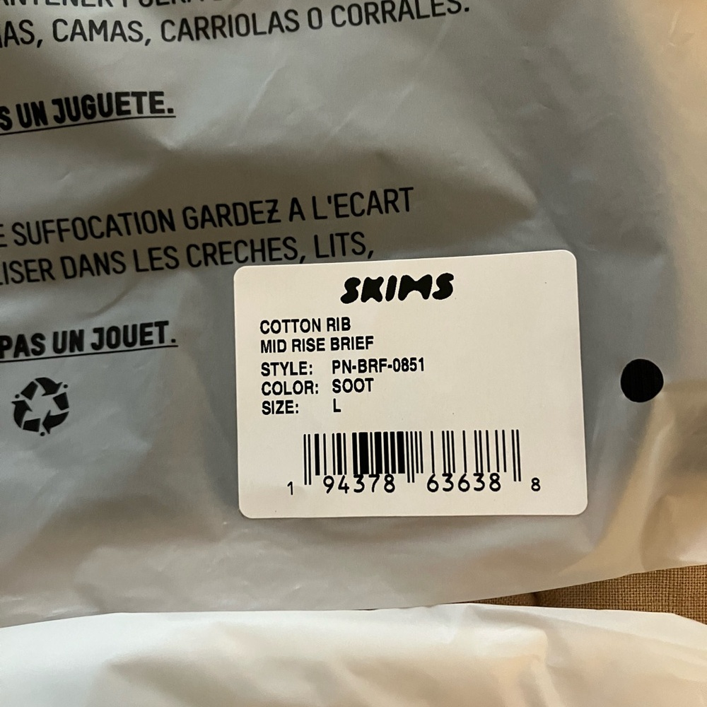 Skims Cotton Rib Mid Rise Brief - Soot - Large - Picture 6 of 7
